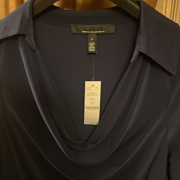 WHBM Cowl neck blouse
Size small 
Color officer blue - Picture 2 of 3